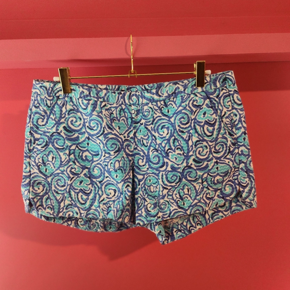 Blue and White Patterned Women's Shorts